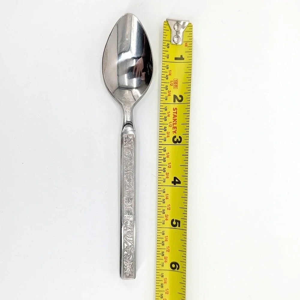 12 Household International Stainless Steel‎ Teaspoons Korea Floral Embossed HMO3